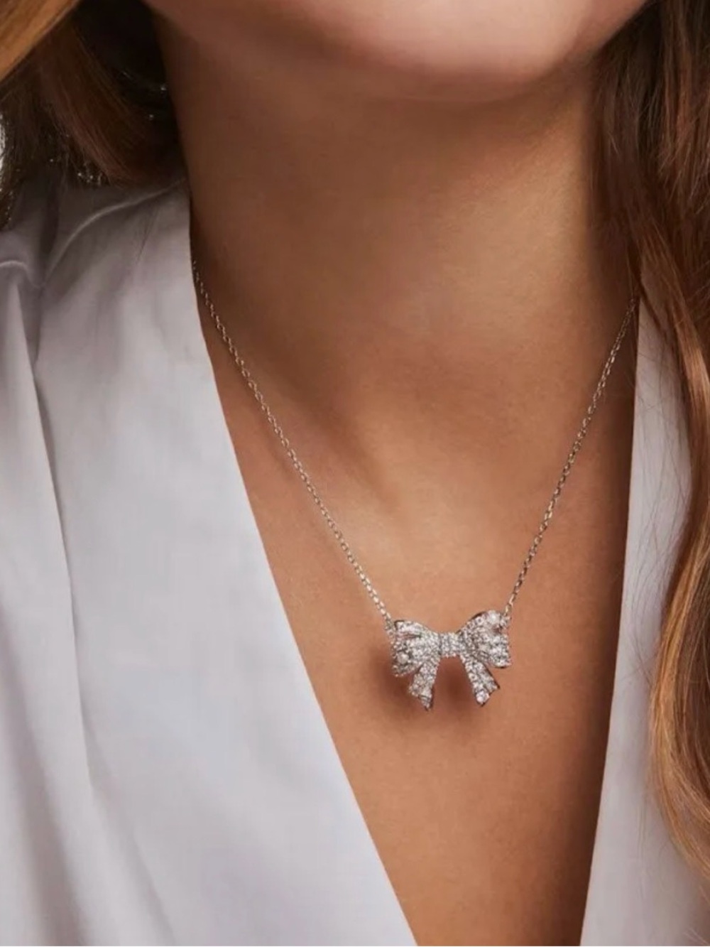 Kendra Scott Krista Bow Short Pendant Necklace silver